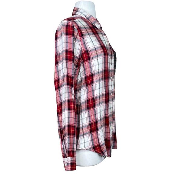Lucky Brand Red Plaid Button Up Size Medium New - Picture 2 of 8